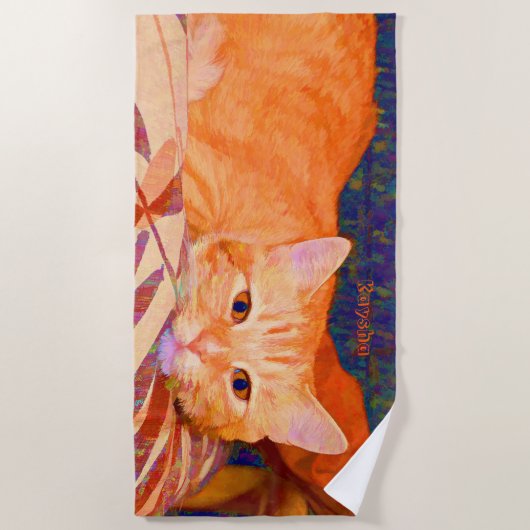 Serviette De Plage Cute Bright Orange Tabby Cat (Devant)
