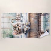 Serviette De Plage Cute Bubbly Kitten Temps de bain (Devant)
