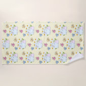 Serviette De Plage Cute Bunnies avec marguerites de printemps et papi (Devant)