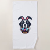 Serviette De Plage Cute Bunny Ear Saint Bernard Dog Easter Egg Owner  (Devant)