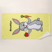 Serviette De Plage Cute bunny rabbit with vegetables (Devant)