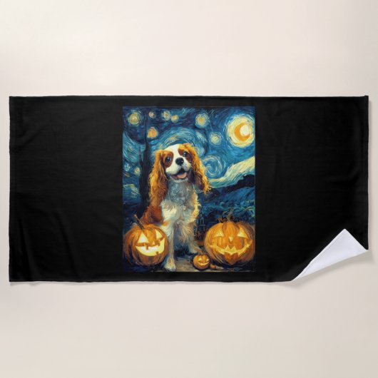 Serviette De Plage Cute Cavalier King Charles Spaniel Dog Halloween J (Devant)