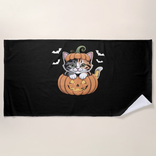 Serviette De Plage Cute chaton Halloween dans un T-shirt classique Ci (Devant)