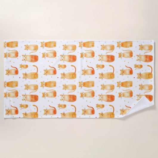 Serviette De Plage Cute chats orange (Devant)