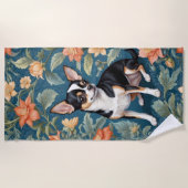 Serviette De Plage Cute Chihuahua William Morris Inspiré Floral (Devant)