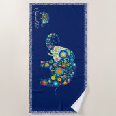 Serviette De Plage Cute Colorful Floral Elephant Illustration (Devant)
