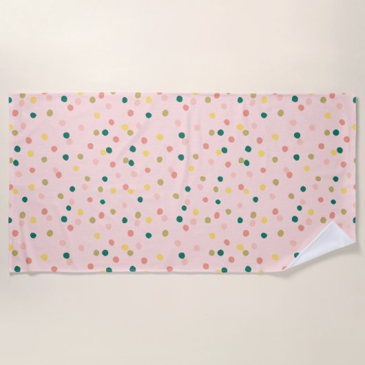 Serviette De Plage Cute Confetti Pois Motif Blush Green (Devant)