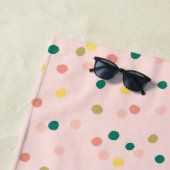 Serviette De Plage Cute Confetti Pois Motif Blush Green (En situation)