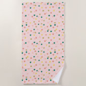 Serviette De Plage Cute Confetti Pois Motif Blush Green (Devant)