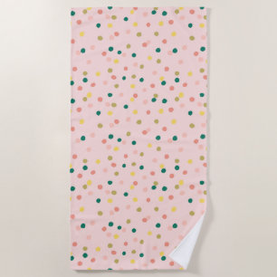 Serviette De Plage Cute Confetti Pois Motif Blush Green