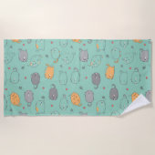 Serviette De Plage Cute & Cozy Sleepy Cat Dreams Pattern (Devant)