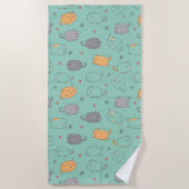 Serviette De Plage Cute & Cozy Sleepy Cat Dreams Pattern (Devant)
