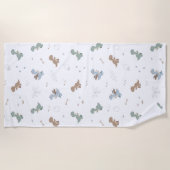Serviette De Plage Cute Dino Patern Blanc Plage Serviette (Devant)