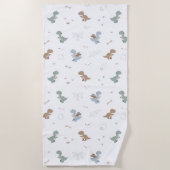 Serviette De Plage Cute Dino Patern Blanc Plage Serviette (Devant)