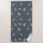 Serviette De Plage Cute Dino Patern Bluish Grey Beach Towne (Devant)
