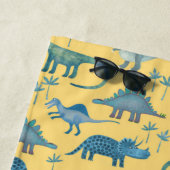 Serviette De Plage Cute Dinosaure préhistorique Motif Jaune (En situation)