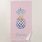 Serviette De Plage Cute été Blush Plink Tropical Pineappy Custom (Devant)