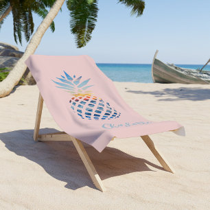 Serviette De Plage Cute été Blush Plink Tropical Pineappy Custom