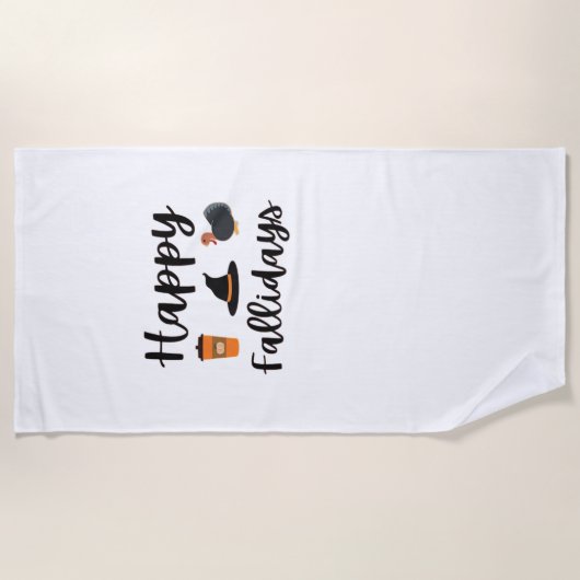Serviette De Plage Cute Fall season Happy Fallidays Thanksgiving Hall (Devant)