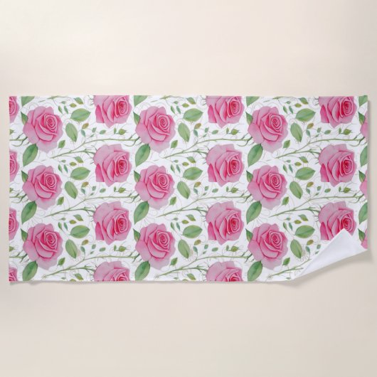 Serviette De Plage Cute, floral/rose motif extensible (Devant)