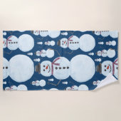 Serviette De Plage Cute Frosty Blue Snowman Motif d'aquarelle (Devant)