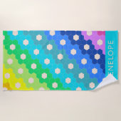Serviette De Plage Cute géométrique Rainbow Vibrant Personnalisé (Devant)
