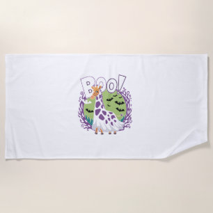 Serviette De Plage Cute Giraffe Boo Ghost Costume d'Halloween Zoo Lov