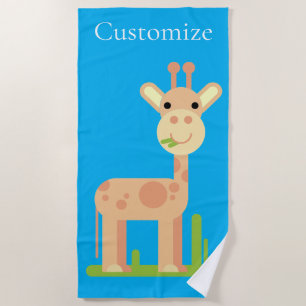 Serviette De Plage Cute Giraffe Munching Thunder_Cove