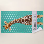 Serviette De Plage Cute Giraffe Safari Animal Jungle Nom sauvage Turq (Devant)