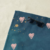 Serviette De Plage Cute Girly Pink Hearts Aquarelle Paint Splash (En situation)