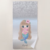Serviette De Plage Cute Girly Silver Parties scintillant Bokeh Mermai (Devant)