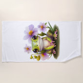 Serviette De Plage Cute grenouille en Fleurs Plage, Piscine (Devant)