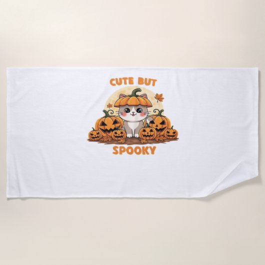 Serviette De Plage Cute Halloween Chat avec Citrouilles - Kawaii Éffr (Devant)