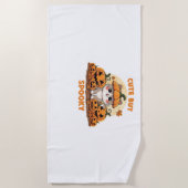 Serviette De Plage Cute Halloween Chat avec Citrouilles - Kawaii Éffr (Devant)