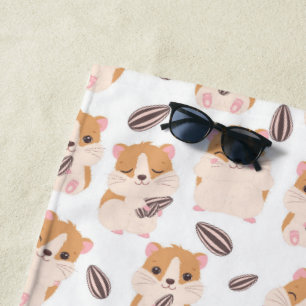 Serviette De Plage Cute Hamster Visage et Motif de semences