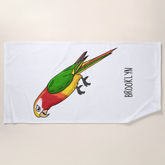 Serviette De Plage Cute happy parrot (Devant)