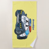 Serviette De Plage Cute happy police car cartoon illustration (Devant)