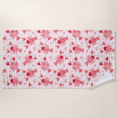 Serviette De Plage Cute homards sur bande blanche rose clair (Devant)