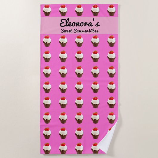 Serviette De Plage Cute Ice Cream Chocolate & Strawberry Beach Towel (Devant)