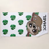 Serviette De Plage Cute Jungle Safari Sloth Animal Kids (Devant)