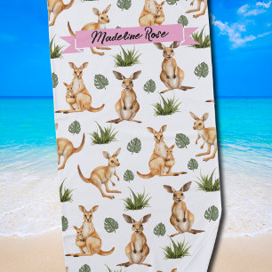 Serviette De Plage Cute Kangaroo Imprimer Amoureux des animaux Wallab