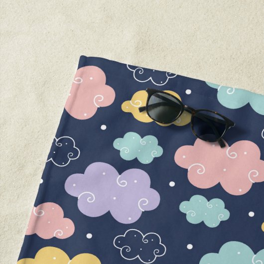 Serviette De Plage Cute Kawaii Cloud Motif Beach Towne (En situation)