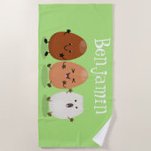 Serviette De Plage Cute kawaii oeufs humoristique dessin animé (Devant)