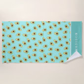 Serviette De Plage Cute Kawaii Smiling Avocado Motif Personnalisé (Devant)