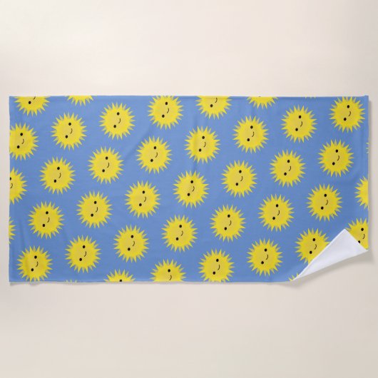 Serviette De Plage Cute Kawaii Smiling Motif (Devant)