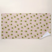 Serviette De Plage Cute Kawaii Smiling Motif Avocado (Devant)