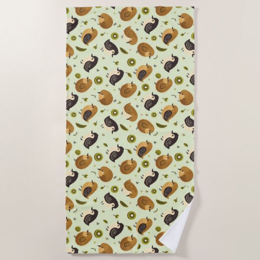 Serviette De Plage Cute Kiwi Birds Motif (Devant)