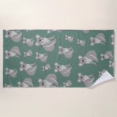 Serviette De Plage Cute Koala Eucalyptus Motif vert (Devant)