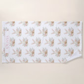 Serviette De Plage Cute lapin lapin personnalisé Floral (Devant)