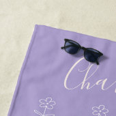 Serviette De Plage Cute Lavender Floral Line Art Personnalisé (En situation)